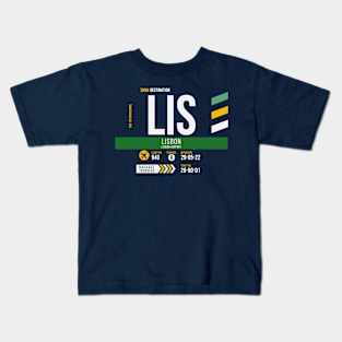 Vintage Lisbon Portugal LIS Airport Code Travel Day Retro Air Travel Kids T-Shirt